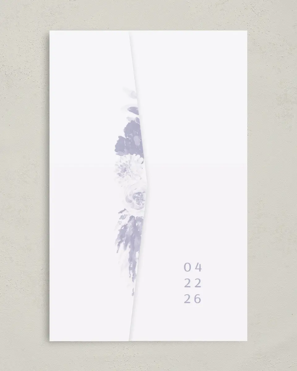 This is a 5" x 7⅞" Pocket Wedding Invitation called Sweet Botanical printed in full color on Premium Smooth paper