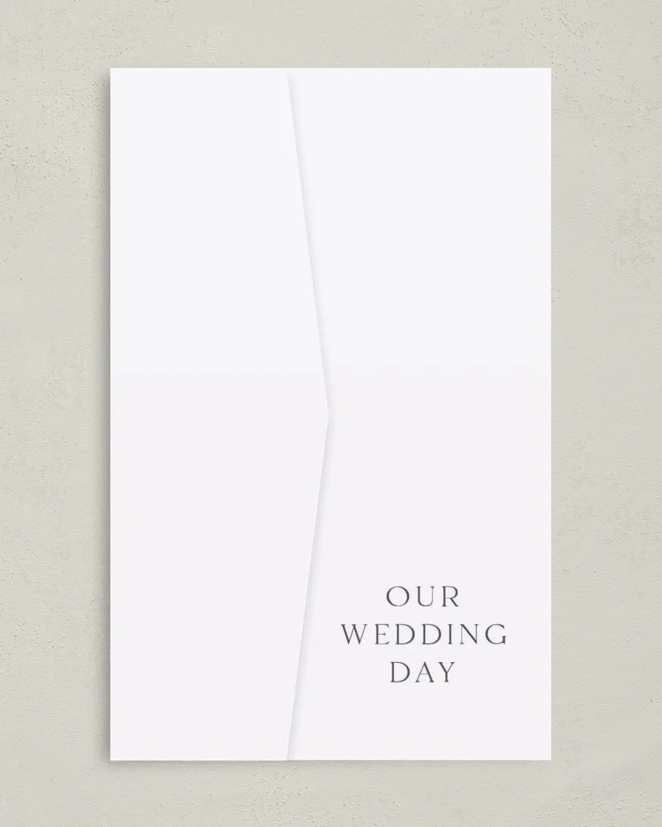 This is a 5" x 7⅞" Pocket Wedding Invitation called Graceful Petals printed in full color on Premium Smooth paper