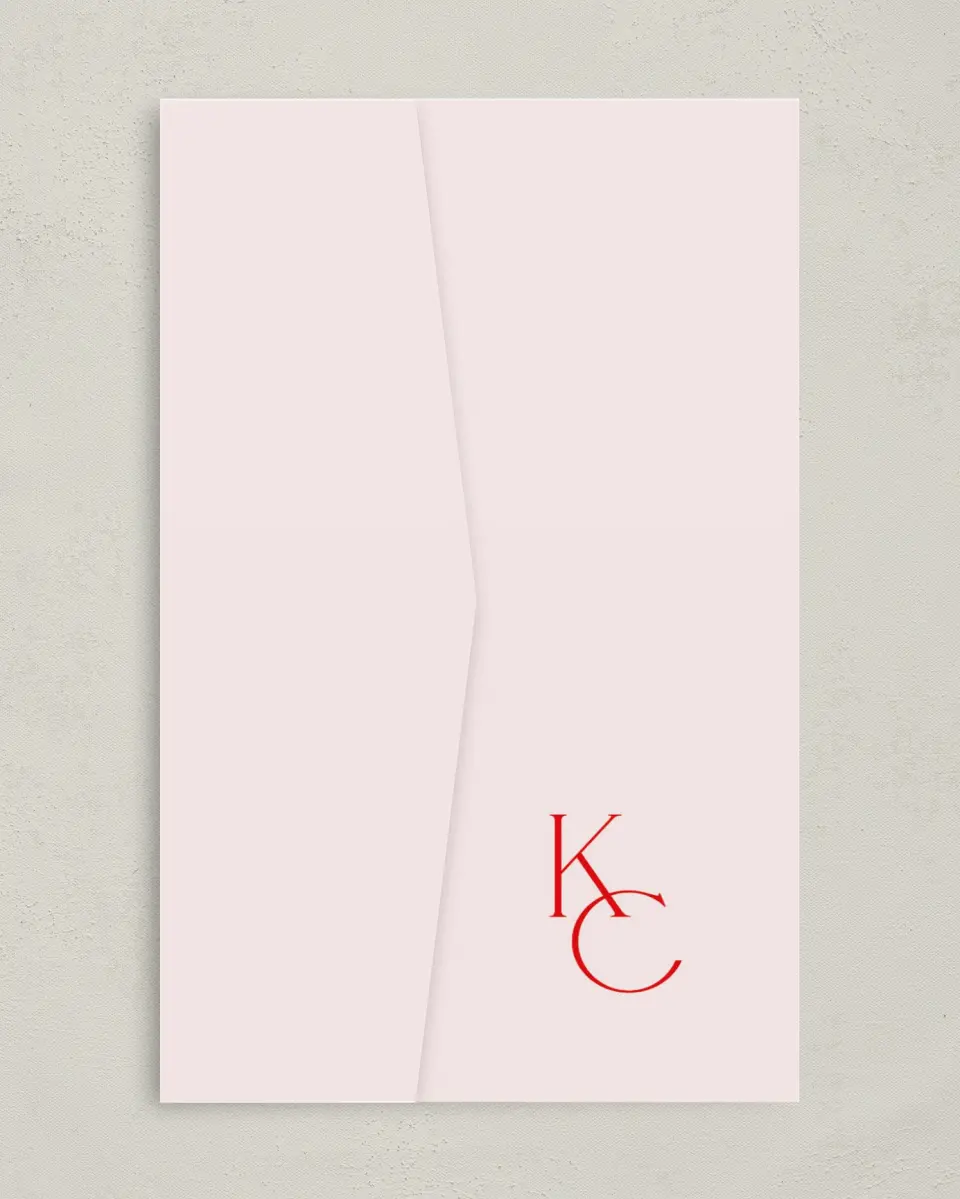 This is a 5" x 7⅞" Pocket Wedding Invitation called Initial Unity printed in full color on Premium Smooth paper