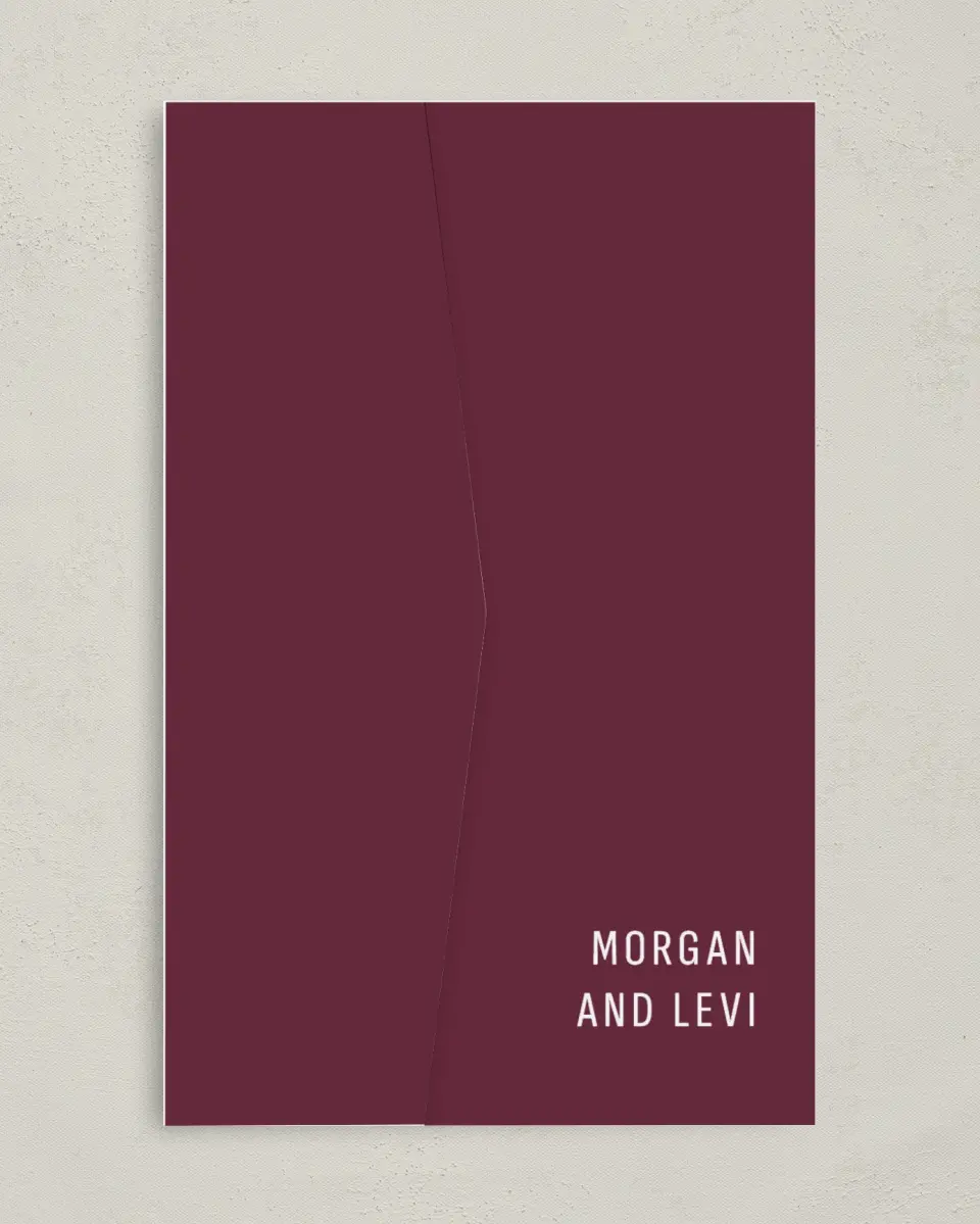 This is a 5" x 7⅞" Pocket Wedding Invitation called Harvest Meadows printed in full color on Premium Smooth paper