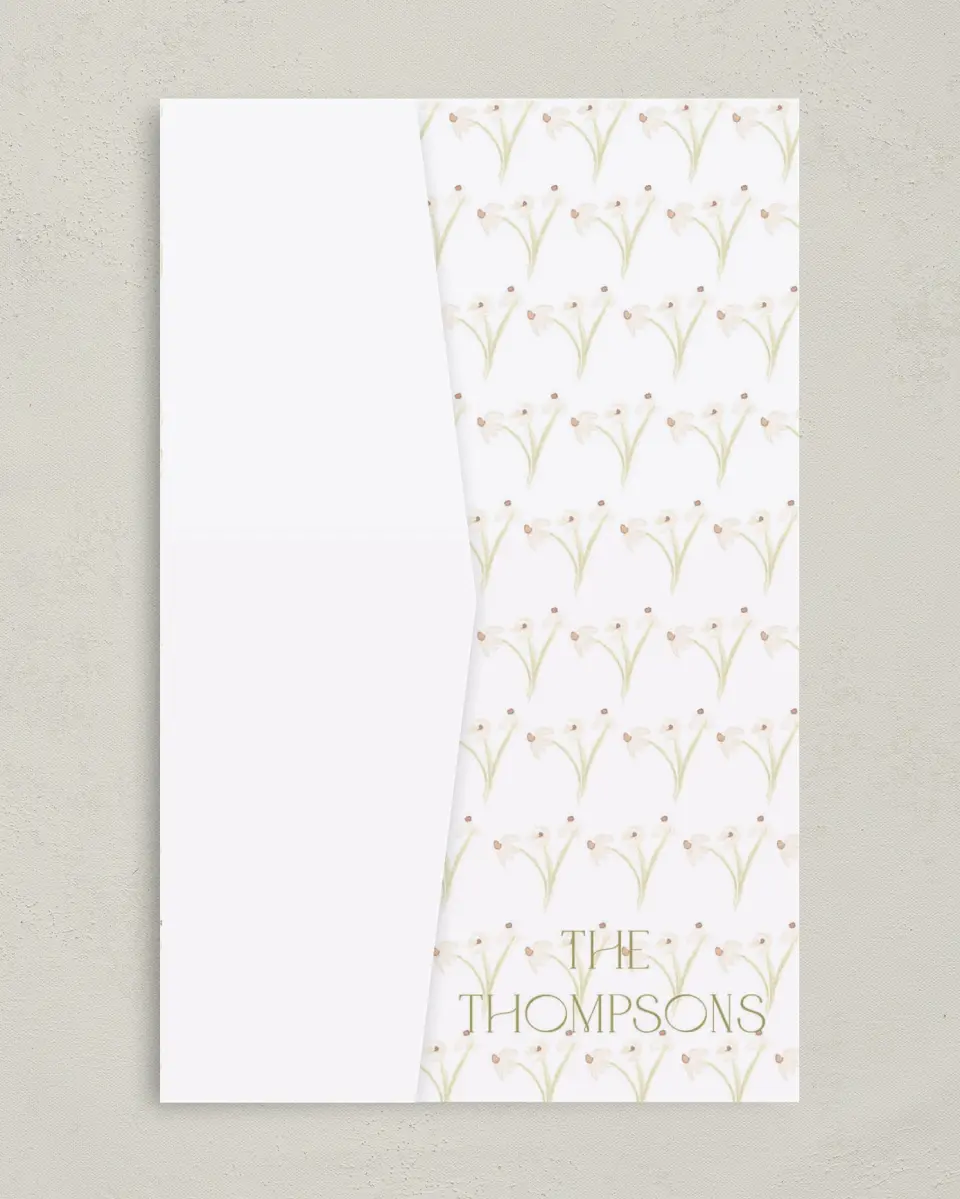 This is a 5" x 7⅞" Pocket Wedding Invitation called Forever in Bloom printed in full color on Premium Smooth paper