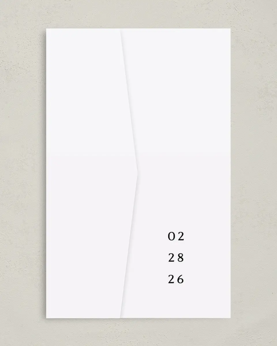 This is a 5" x 7⅞" Pocket Wedding Invitation called Elegant Tradition printed in full color on Premium Smooth paper