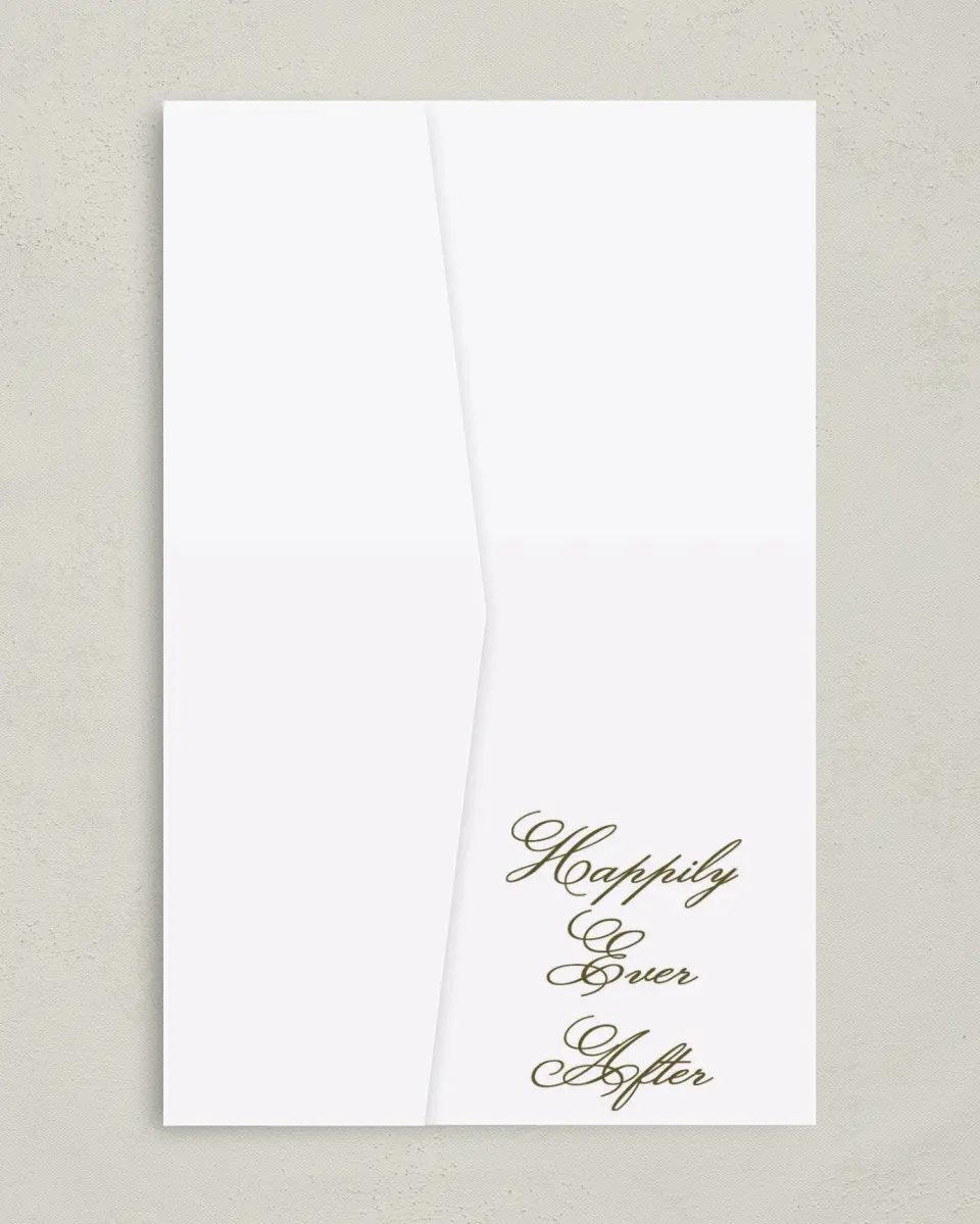This is a 5" x 7⅞" Pocket Wedding Invitation called Ever After printed in full color on Premium Smooth paper