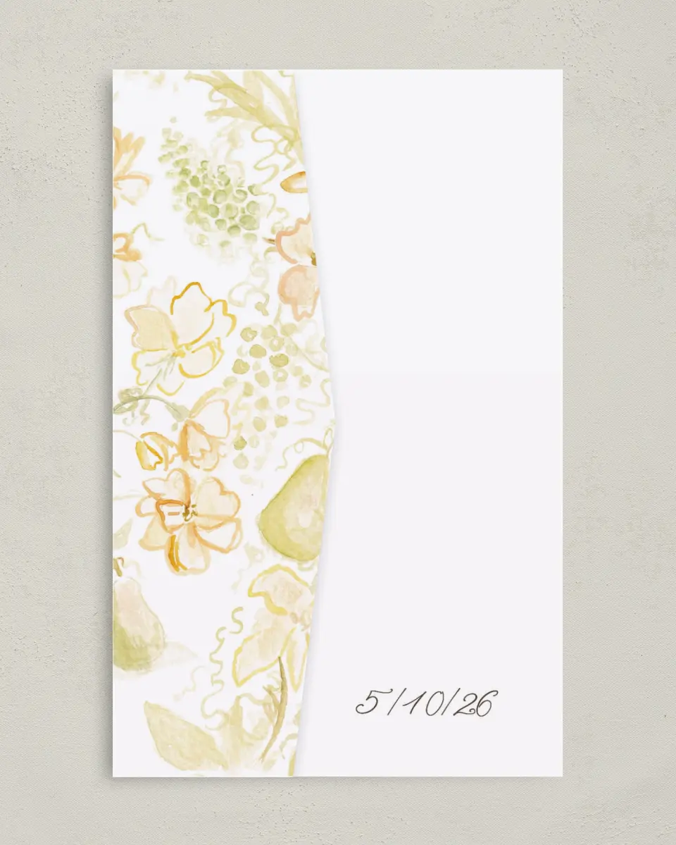 This is a 5" x 7⅞" Pocket Wedding Invitation called Royal Glory printed in full color on Premium Smooth paper