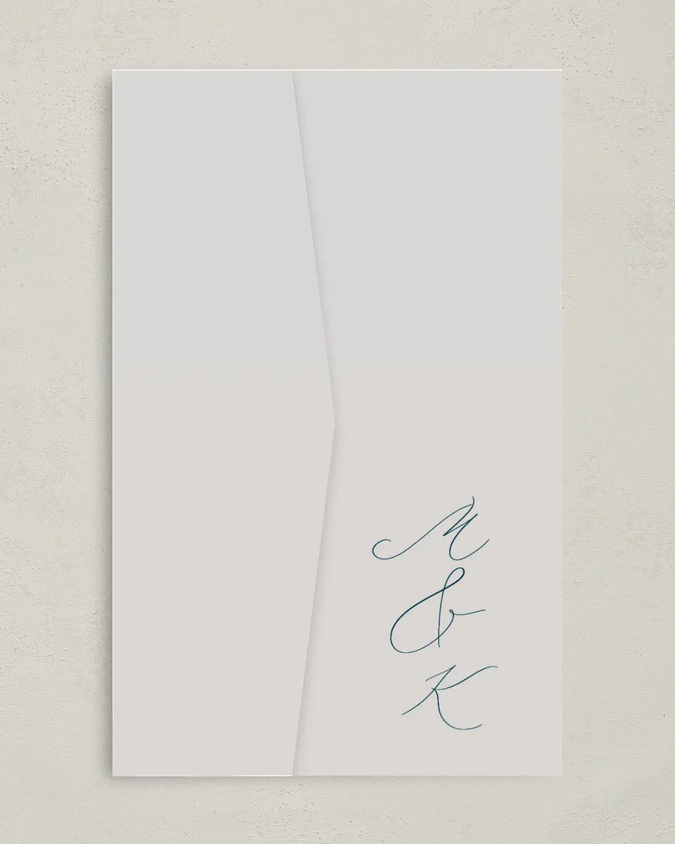 This is a 5" x 7⅞" Pocket Wedding Invitation called Bridge To Love printed in full color on Premium Smooth paper