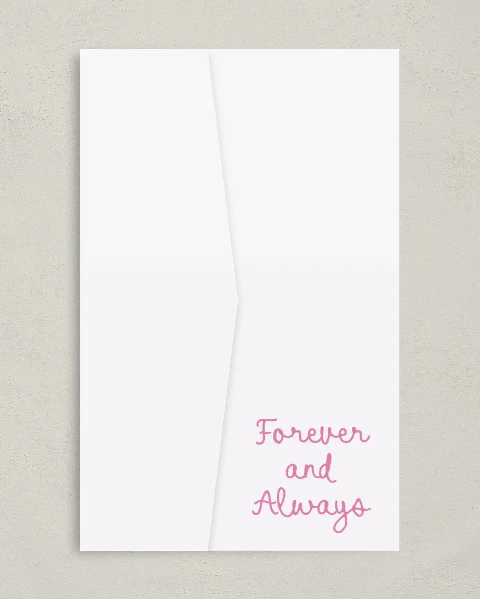 This is a 5" x 7⅞" Pocket Wedding Invitation called Swan Love printed in full color on Premium Smooth paper