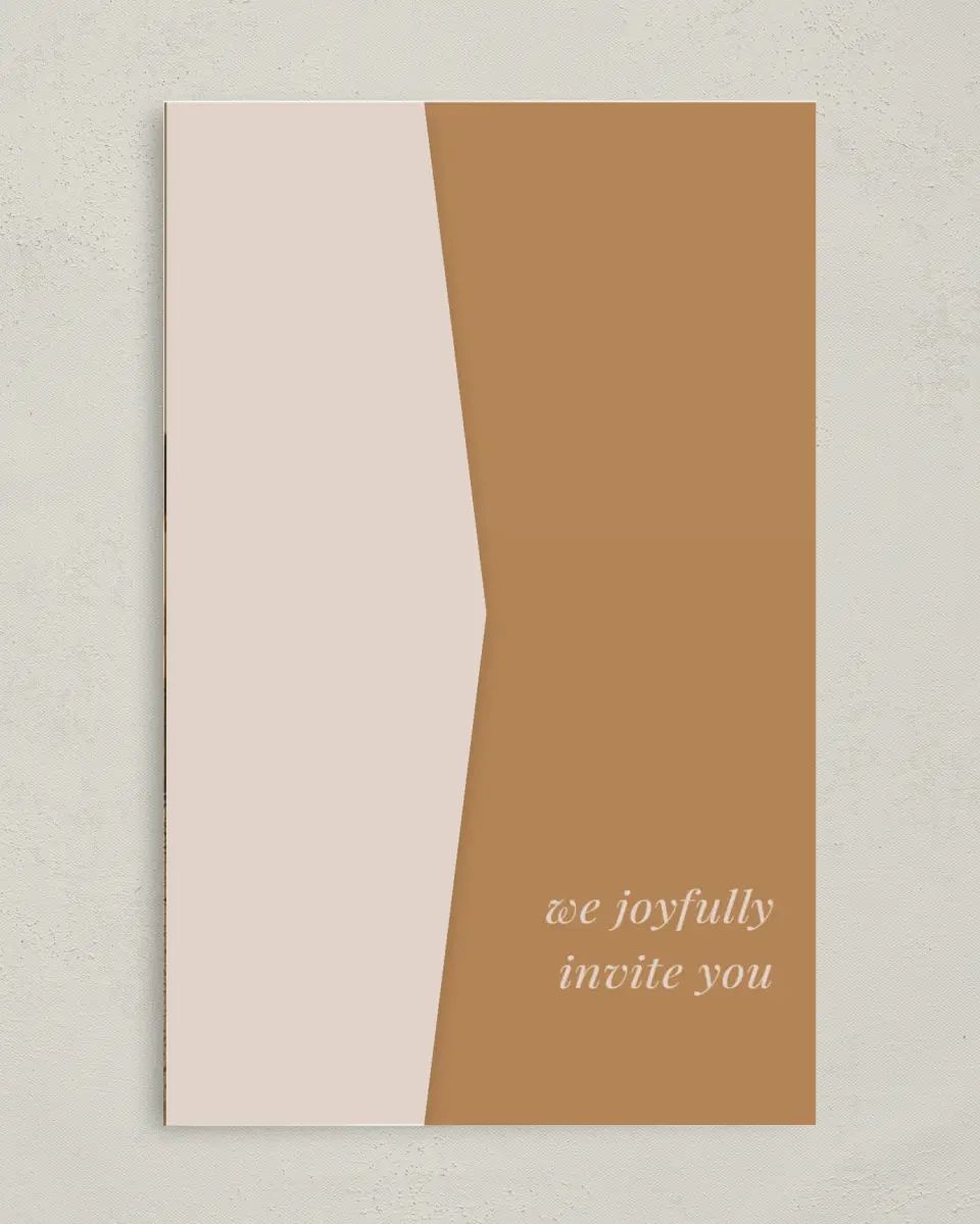 This is a 5" x 7⅞" Pocket Wedding Invitation called Bold Romance printed in full color on Premium Smooth paper