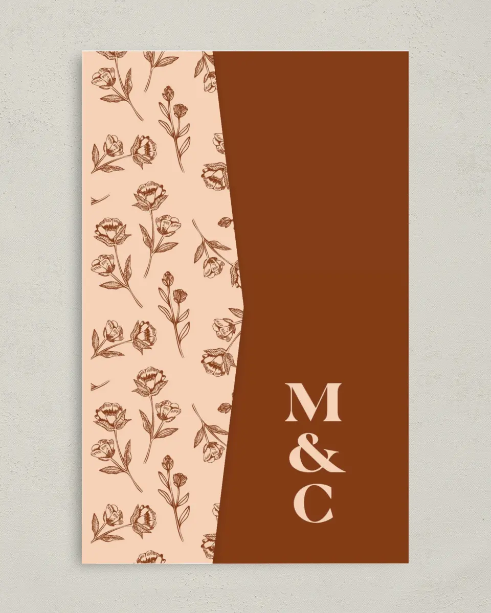 This is a 5" x 7⅞" Pocket Wedding Invitation called Agrestal printed in full color on Premium Smooth paper