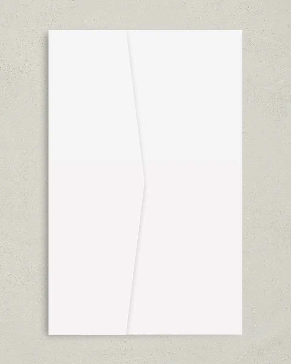 This is a 5" x 7⅞" Pocket Wedding Invitation called The Jolene printed in full color on Premium Smooth paper