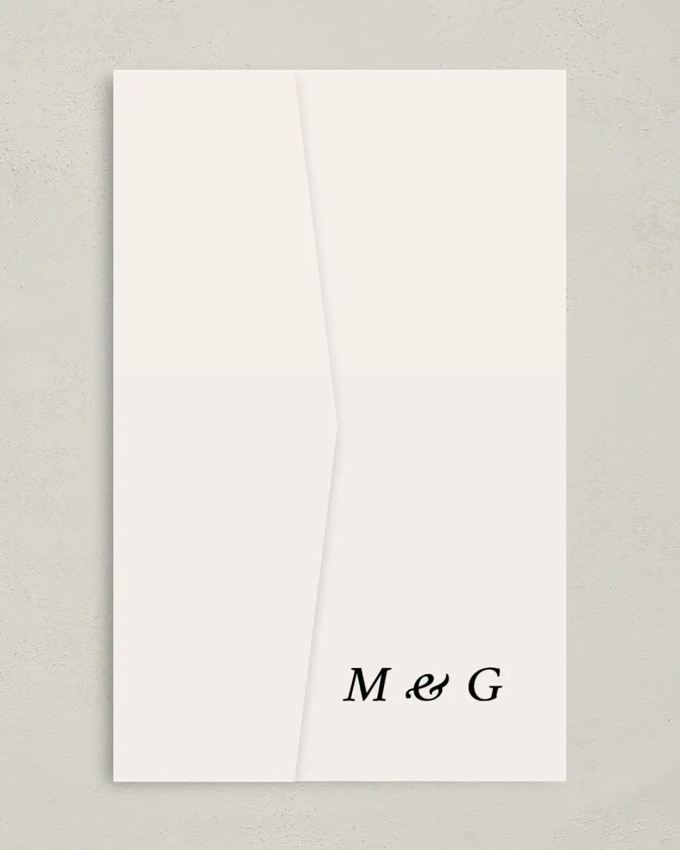 This is a 5" x 7⅞" Pocket Wedding Invitation called Mi Amor printed in full color on Premium Smooth paper