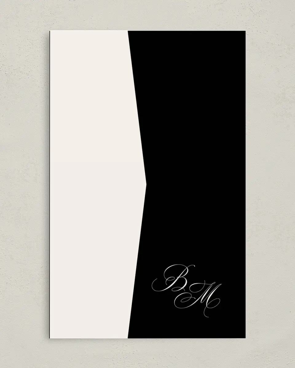This is a 5" x 7⅞" Pocket Wedding Invitation called Greenwich printed in full color on Premium Smooth paper