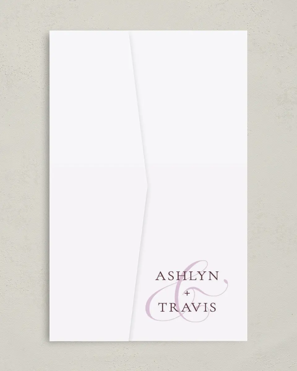 This is a 5" x 7⅞" Pocket Wedding Invitation called Georgetown printed in full color on Premium Smooth paper