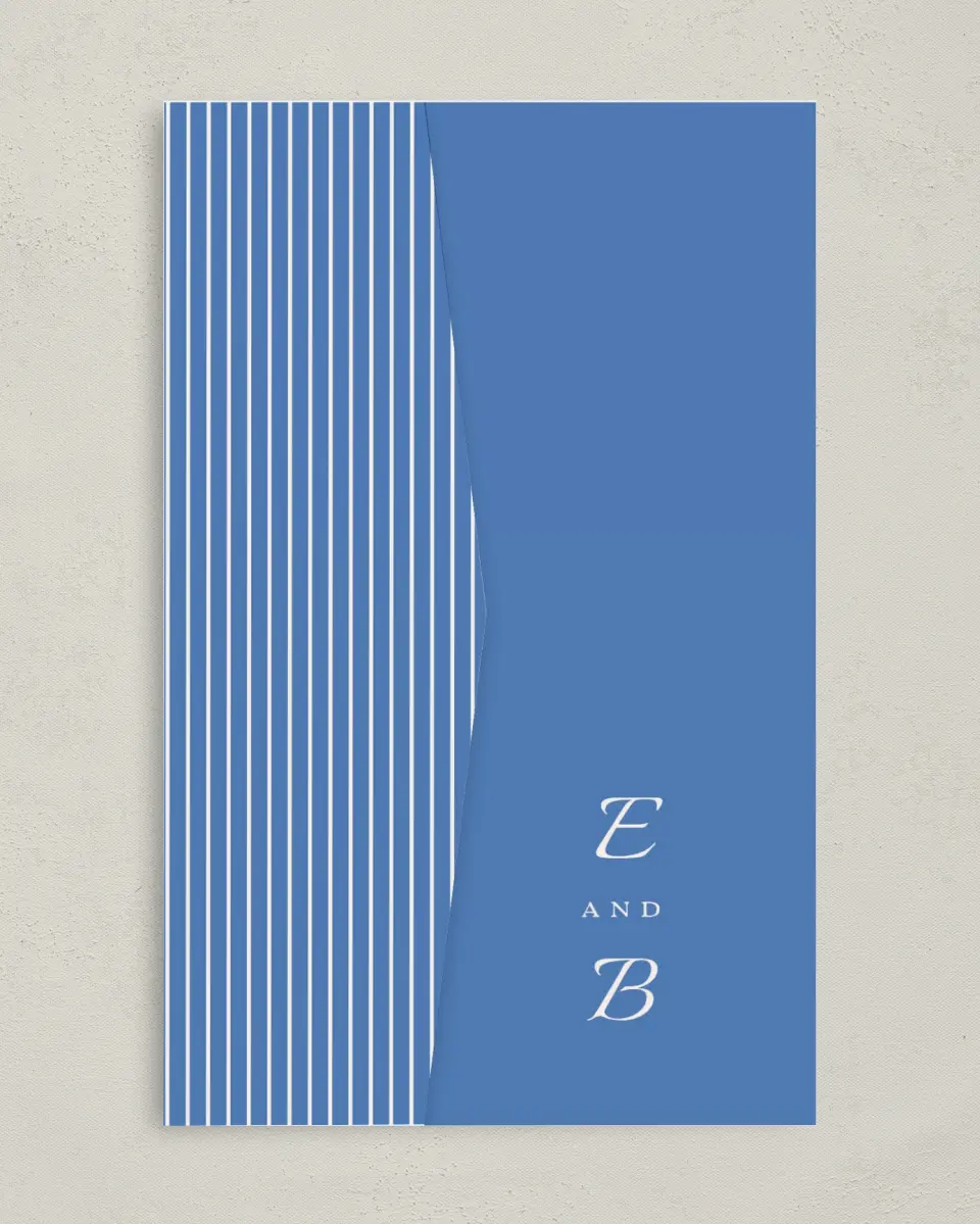 This is a 5" x 7⅞" Pocket Wedding Invitation called Cambridge printed in full color on Premium Smooth paper