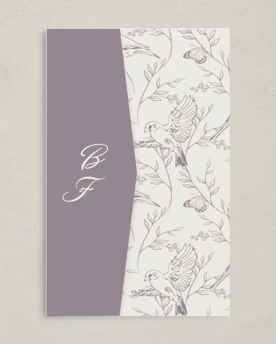 This is a 5" x 7⅞" Pocket Wedding Invitation called Charleston printed in full color on Premium Smooth paper