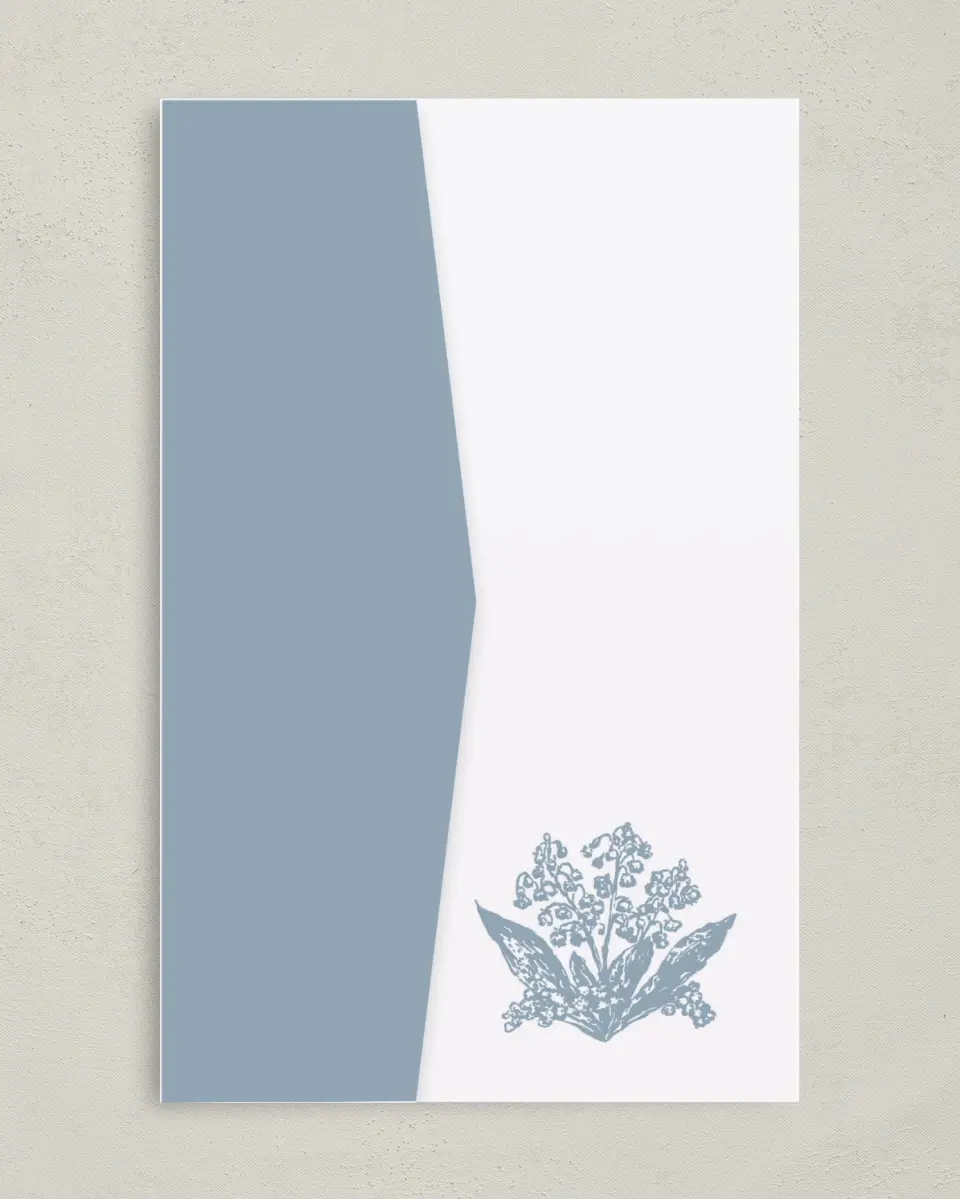 This is a 5" x 7⅞" Pocket Wedding Invitation called Watch Hill printed in full color on Premium Smooth paper