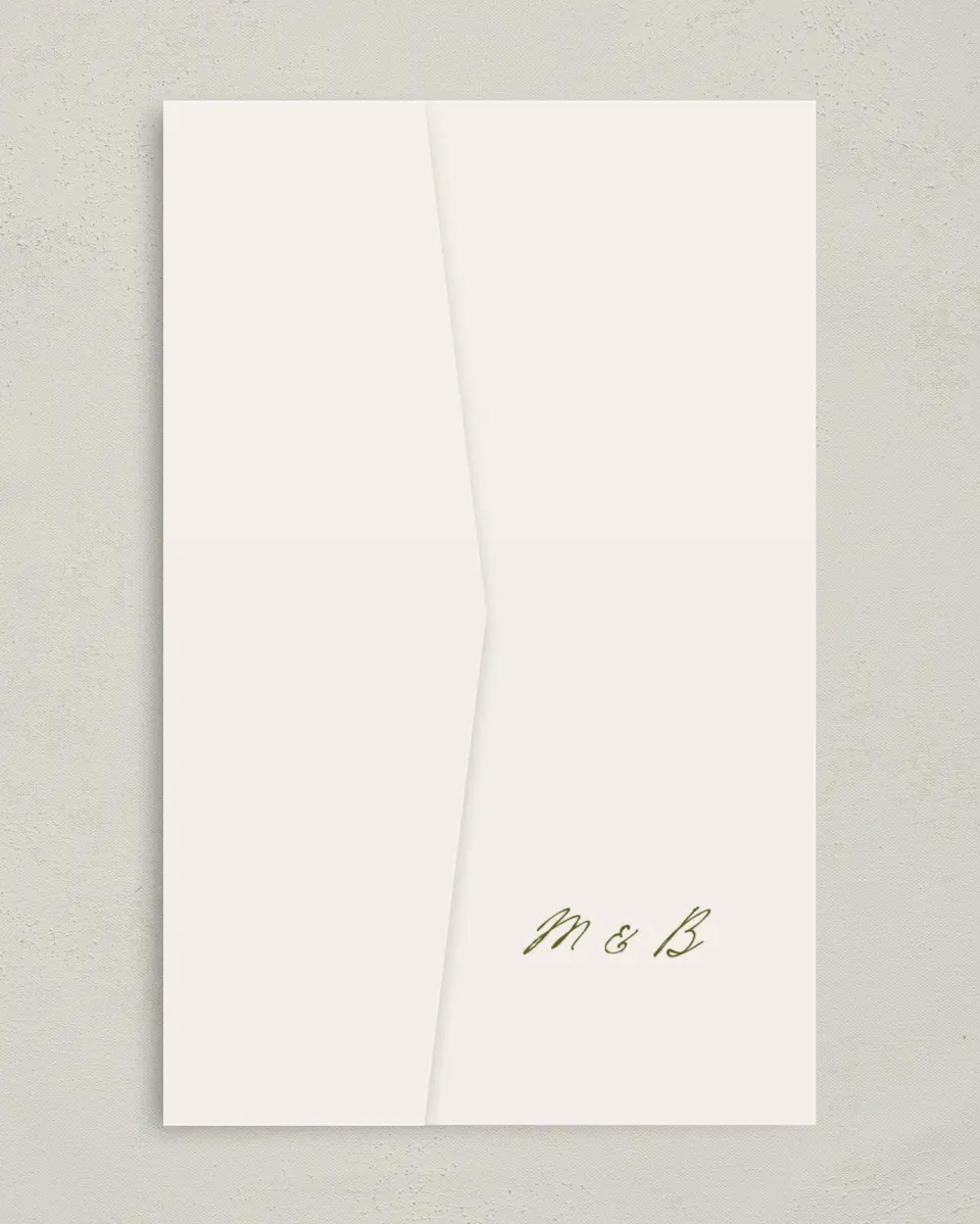 This is a 5" x 7⅞" Pocket Wedding Invitation called Ivyhill printed in full color on Premium Smooth paper