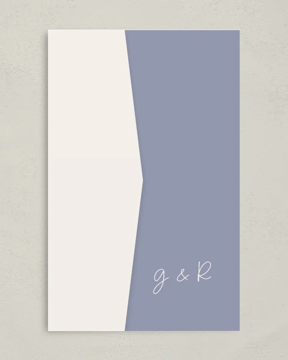 This is a 5" x 7⅞" Pocket Wedding Invitation called Yours Truly printed in full color on Premium Smooth paper