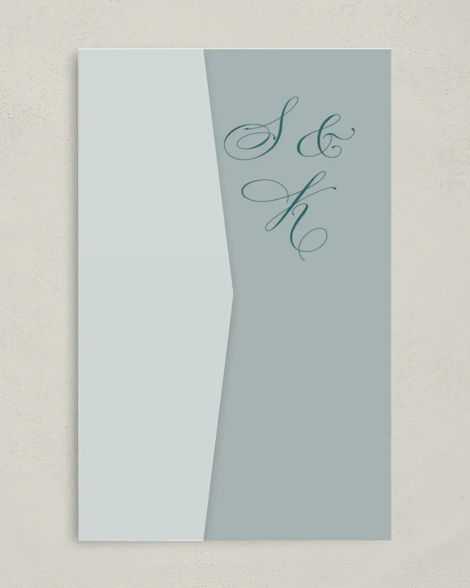 This is a 5" x 7⅞" Pocket Wedding Invitation called Delicate Vintage printed in full color on Premium Smooth paper