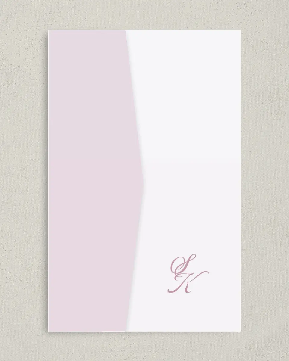 This is a 5" x 7⅞" Pocket Wedding Invitation called Ornate Garden printed in full color on Premium Smooth paper