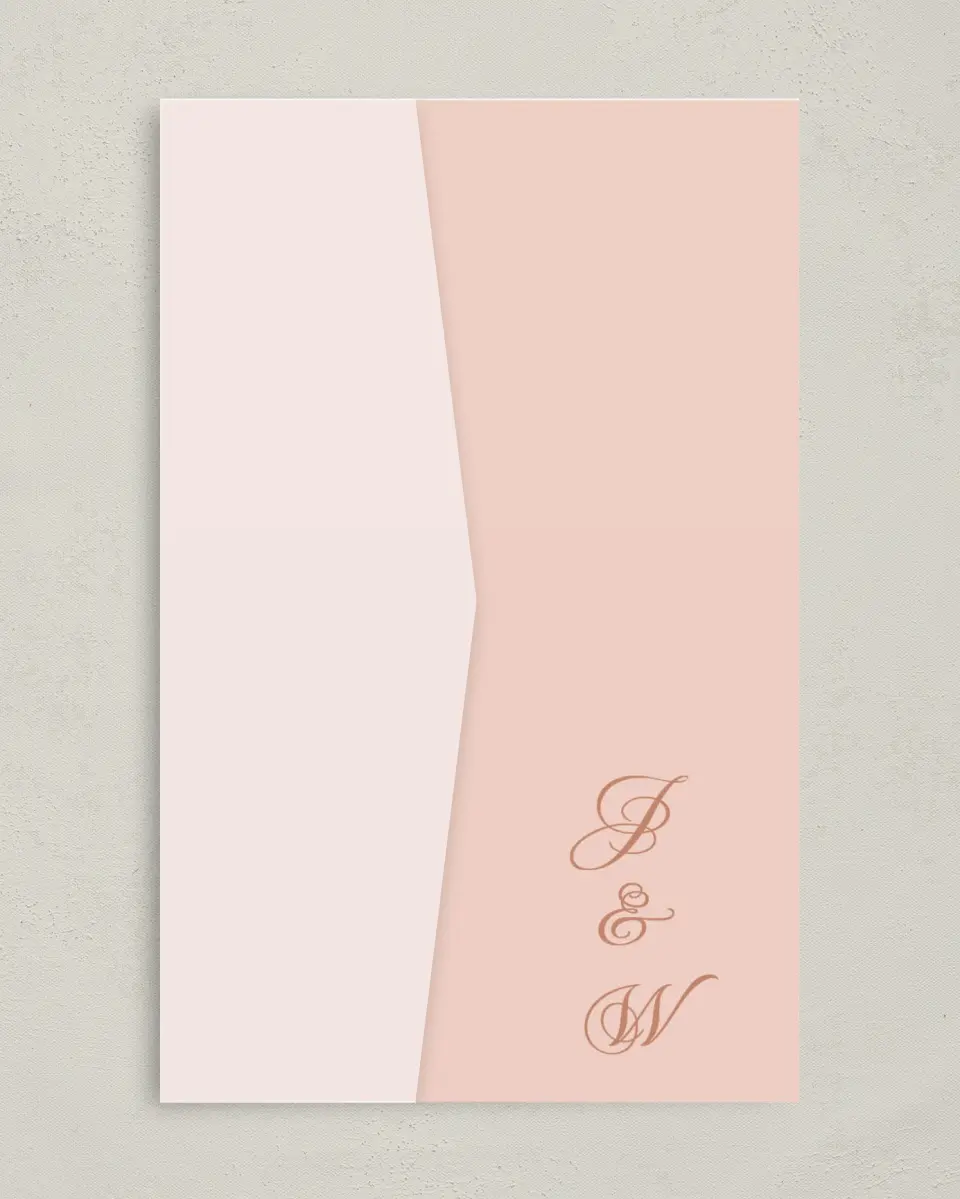 This is a 5" x 7⅞" Pocket Wedding Invitation called Patterned Love printed in full color on Premium Smooth paper