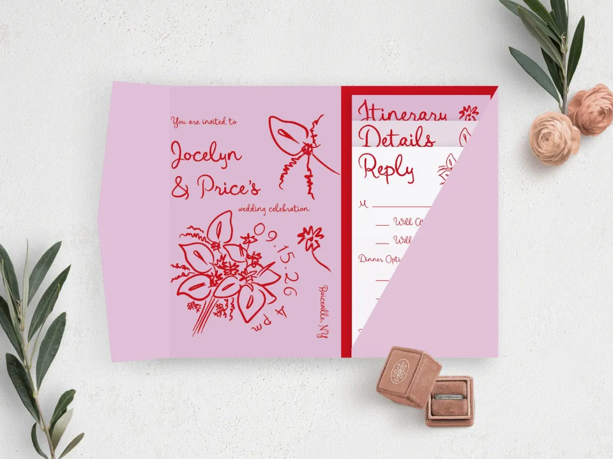 Flourishing Love Foldover Pocket Wedding Invitations | Truly Engaging