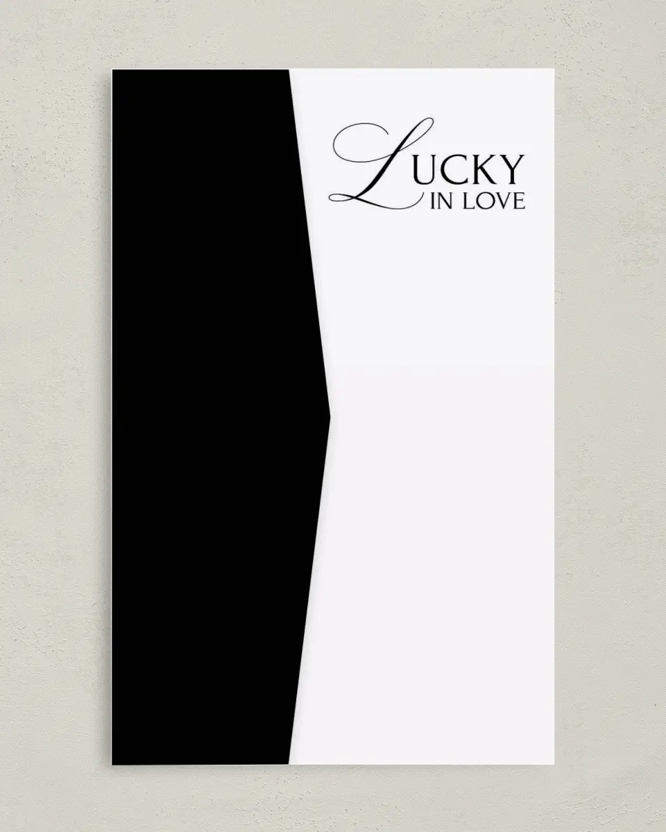 This is a 5" x 7⅞" Pocket Wedding Invitation called Elevated Vegas printed in full color with Gold foil on Premium Smooth paper