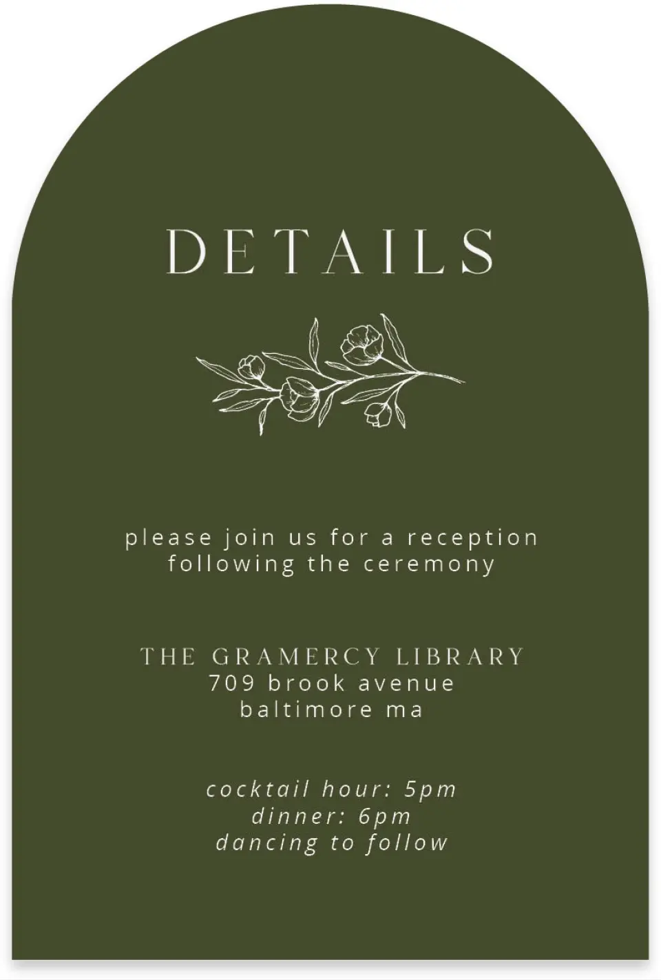 This is a 4" x 6" Wedding Invitation Enclosure Card called The Jasmine printed in full color on Luxe Satin paper