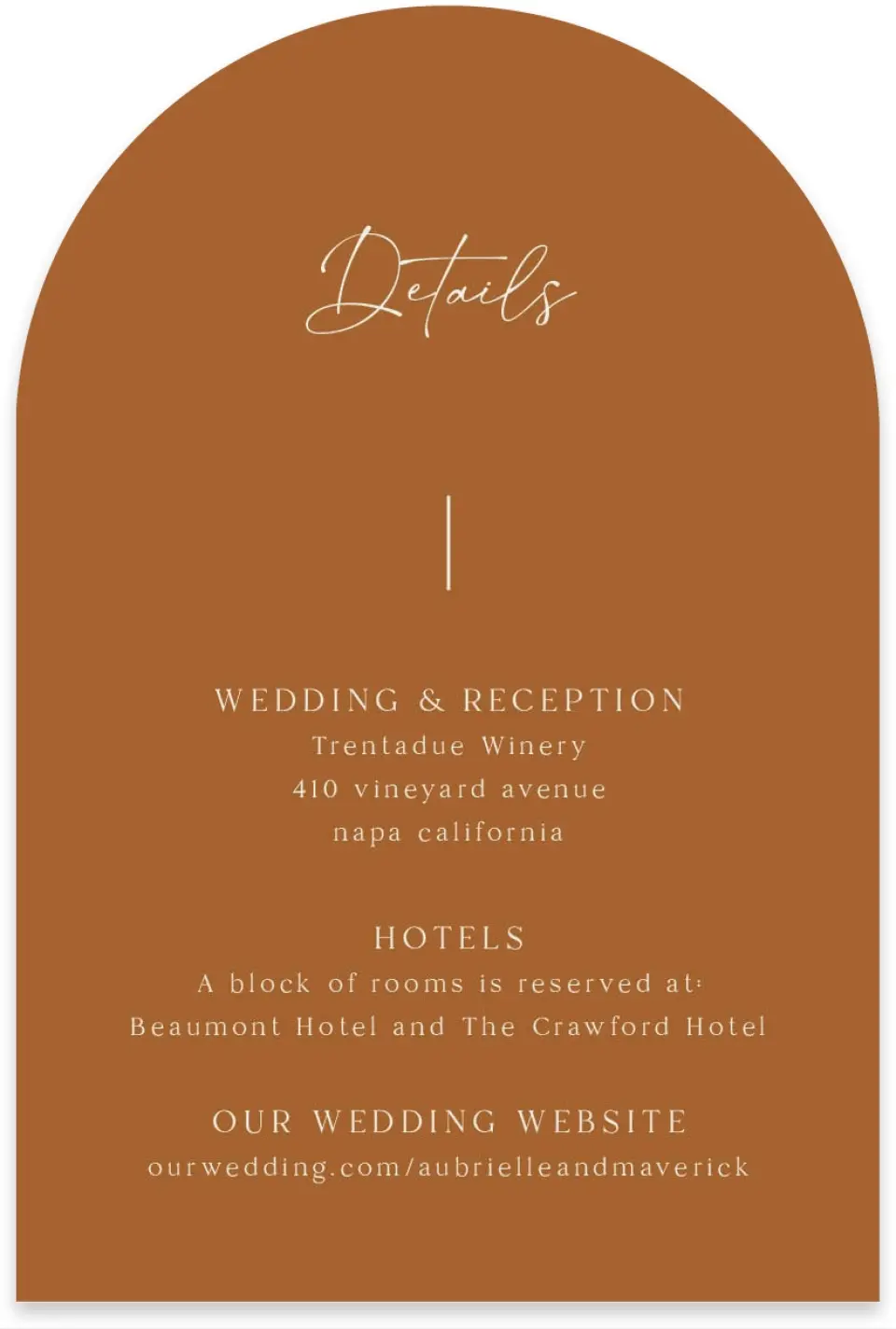 This is a 4" x 6" Wedding Invitation Enclosure Card called The Aubrielle printed in full color on Luxe Satin paper