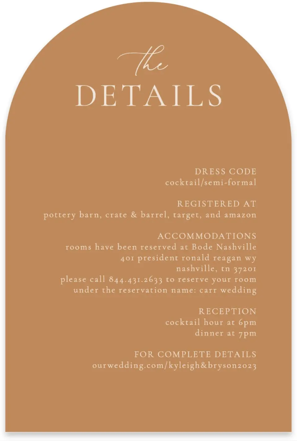This is a 4" x 6" Wedding Invitation Enclosure Card called The Kyleigh printed in full color on Luxe Satin paper