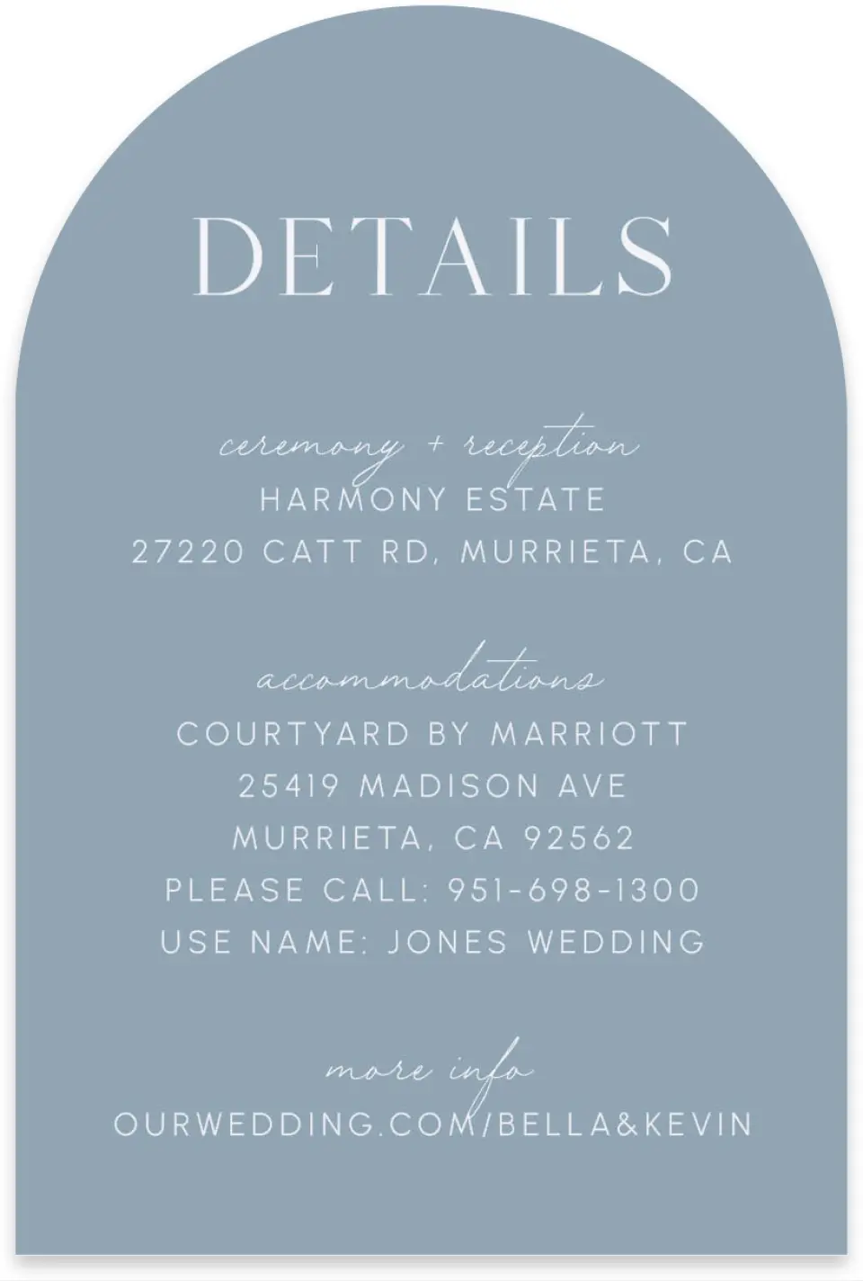 This is a 4" x 6" Wedding Invitation Enclosure Card called The Isabella printed in full color on Luxe Satin paper