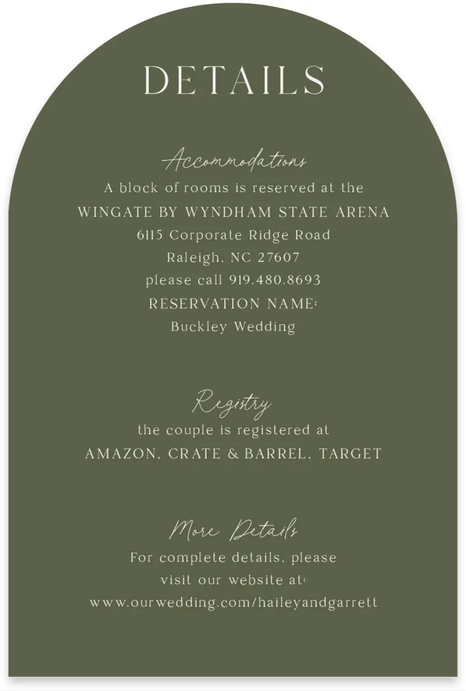 This is a 4" x 6" Wedding Invitation Enclosure Card called The Hailey printed in full color on Luxe Satin paper