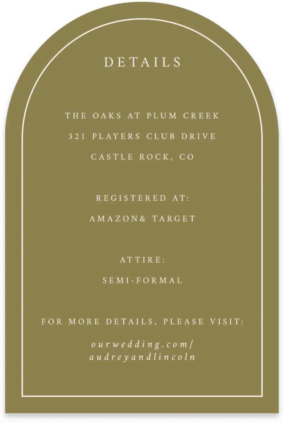 This is a 4" x 6" Wedding Invitation Enclosure Card called Autumn Vow printed in full color on Luxe Satin paper