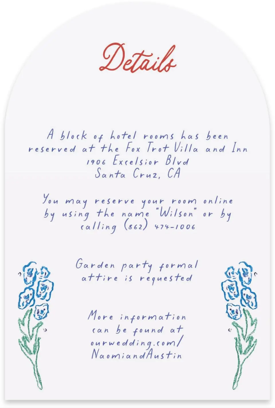 This is a 4" x 6" Wedding Invitation Enclosure Card called Whimsy Love printed in full color on Luxe Satin paper