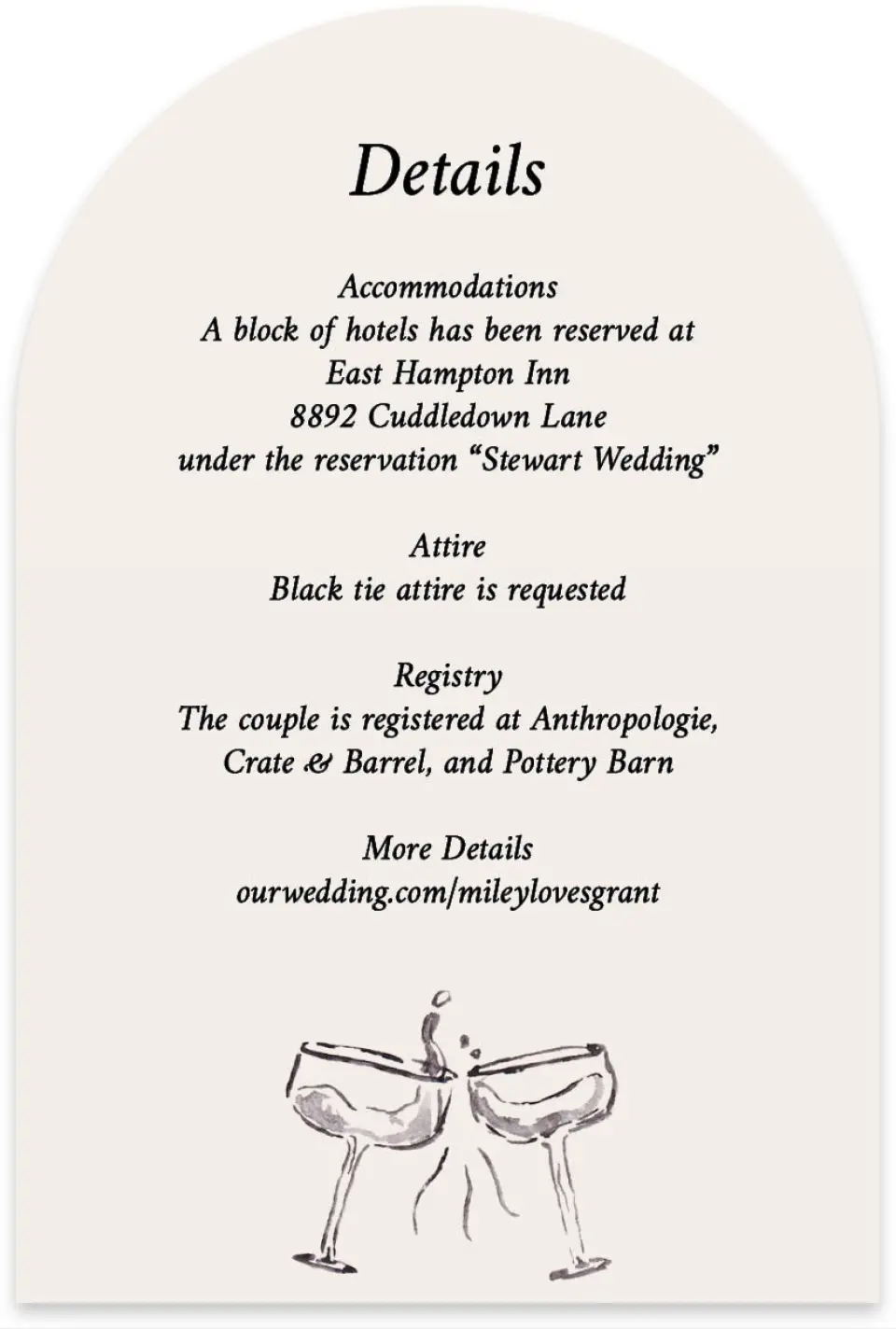This is a 4" x 6" Wedding Invitation Enclosure Card called Mi Amor printed in full color on Luxe Satin paper