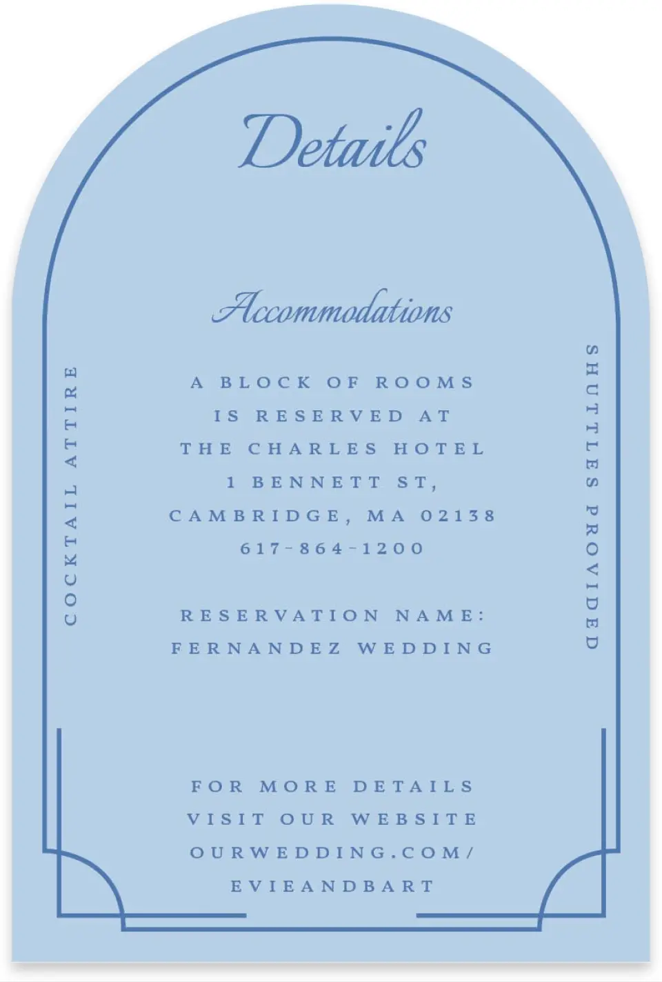 This is a 4" x 6" Wedding Invitation Enclosure Card called Cambridge printed in full color on Luxe Satin paper