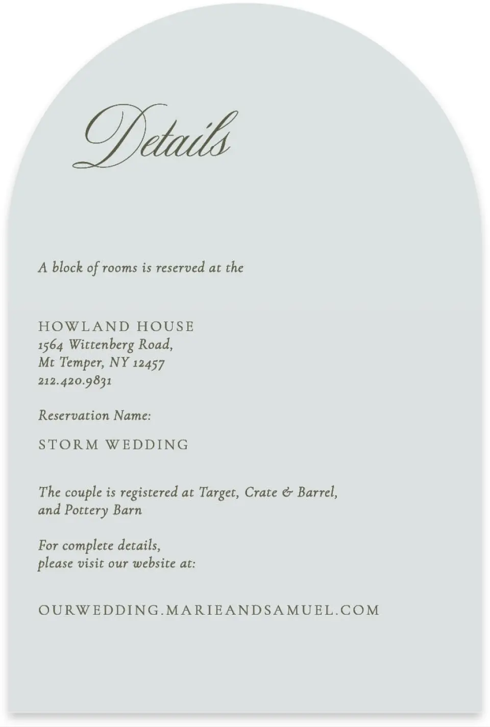 This is a 4" x 6" Wedding Invitation Enclosure Card called Foxfire printed in full color on Luxe Satin paper