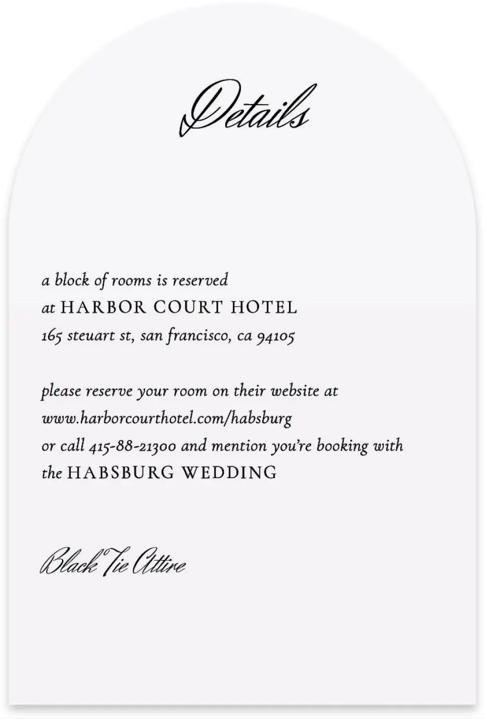 This is a 4" x 6" Wedding Invitation Enclosure Card called Commonwealth Club printed in full color on Luxe Satin paper