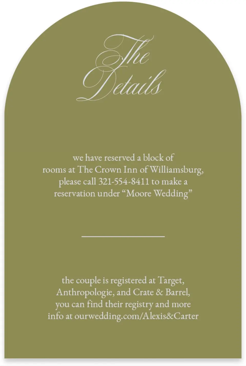 This is a 4" x 6" Wedding Invitation Enclosure Card called Signature Vows printed in full color on Luxe Satin paper