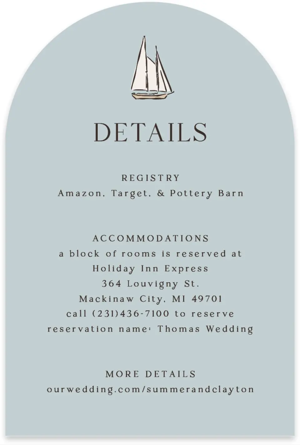 This is a 4" x 6" Wedding Invitation Enclosure Card called Beacon of Love printed in full color on Luxe Satin paper