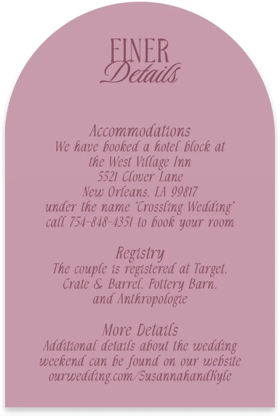 This is a 4" x 6" Wedding Invitation Enclosure Card called Ornate Garden printed in full color on Luxe Satin paper