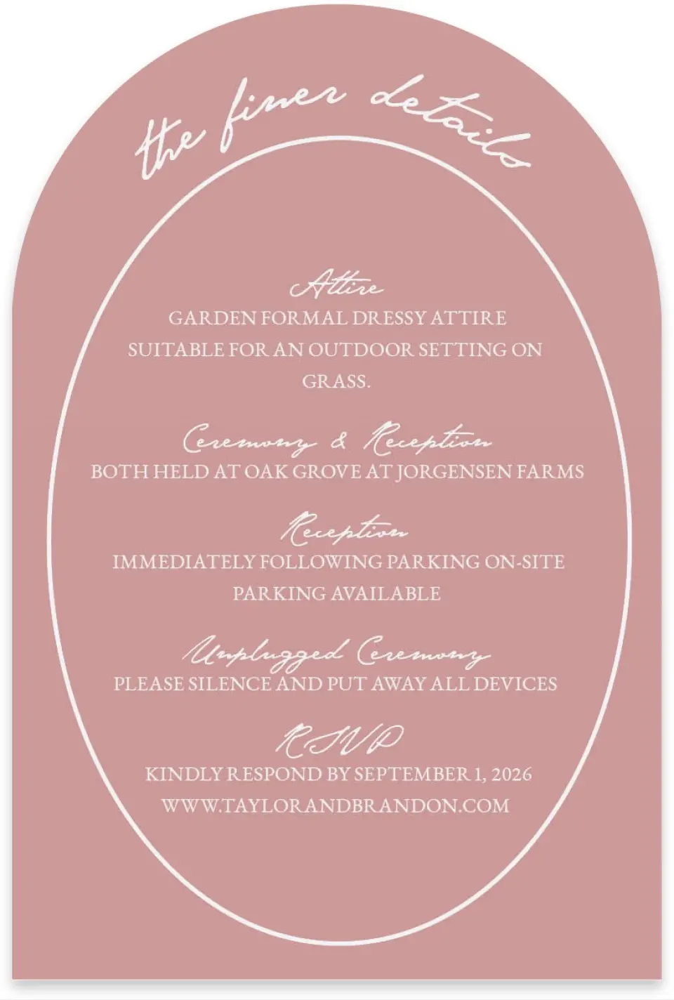This is a 4" x 6" Wedding Invitation Enclosure Card called Verdant Romance printed in full color with Gold foil on Luxe Satin paper
