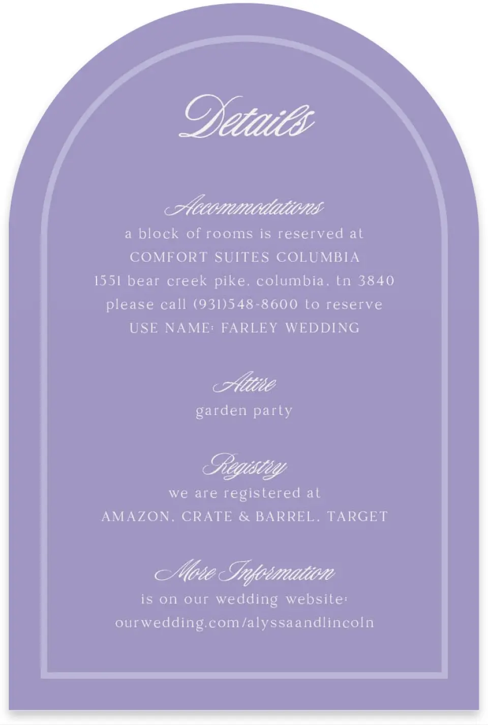 This is a 4" x 6" Wedding Invitation Enclosure Card called Gentle Garden printed in full color with Gold foil on Luxe Satin paper