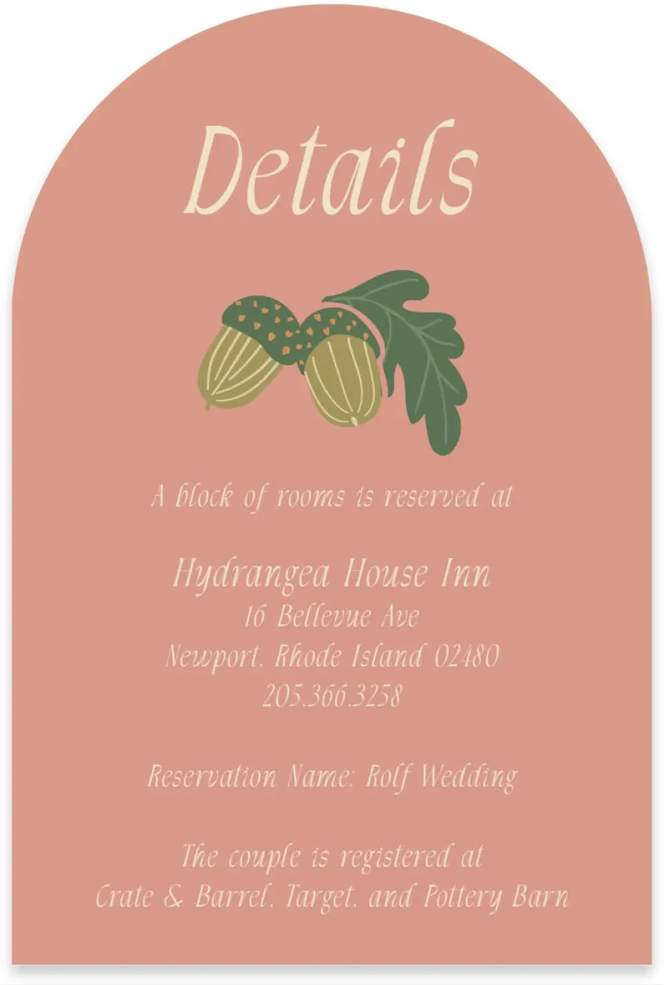 This is a 4" x 6" Wedding Invitation Enclosure Card called Regal Garden printed in full color with Gold foil on Luxe Satin paper