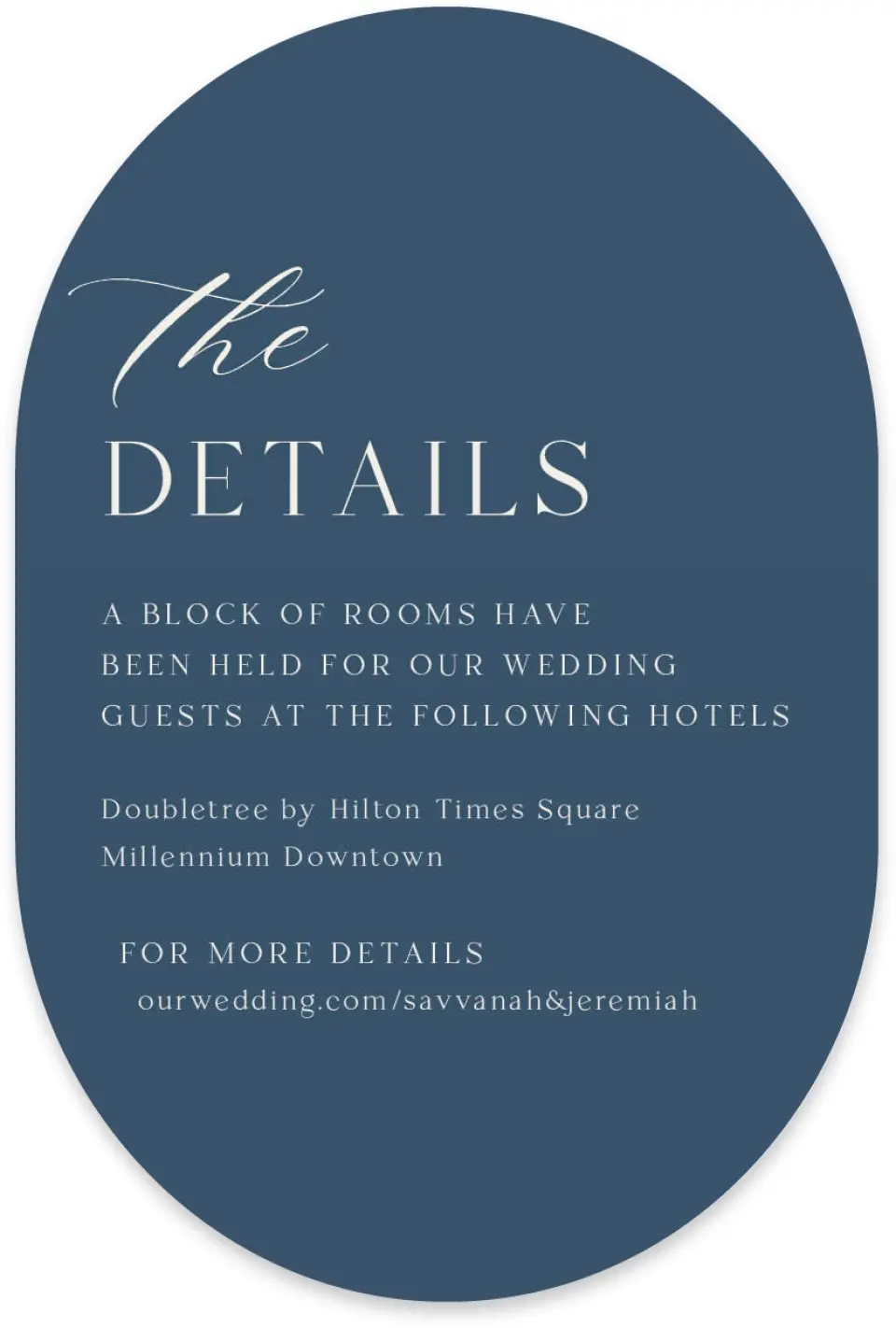 This is a 4" x 6" Wedding Invitation Enclosure Card called The Savannah printed in full color with Silver foil on Luxe Satin paper