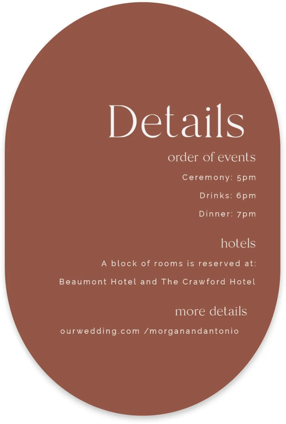This is a 4" x 6" Wedding Invitation Enclosure Card called The Morgan printed in full color with Silver foil on Luxe Satin paper