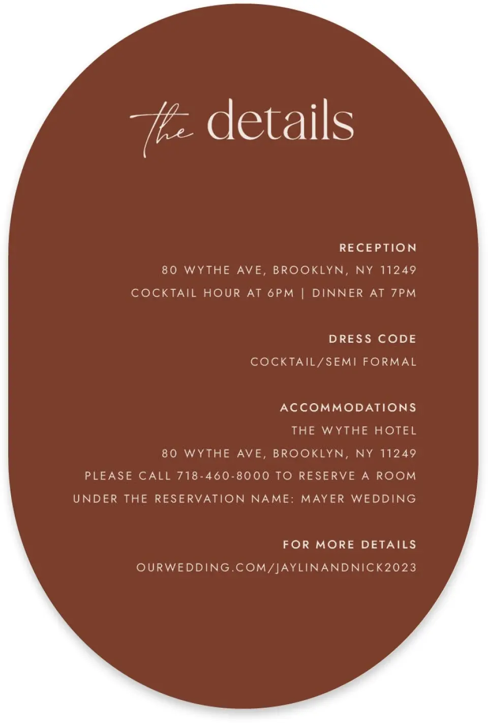 This is a 4" x 6" Wedding Invitation Enclosure Card called The Jaylin printed in full color with Silver foil on Luxe Satin paper