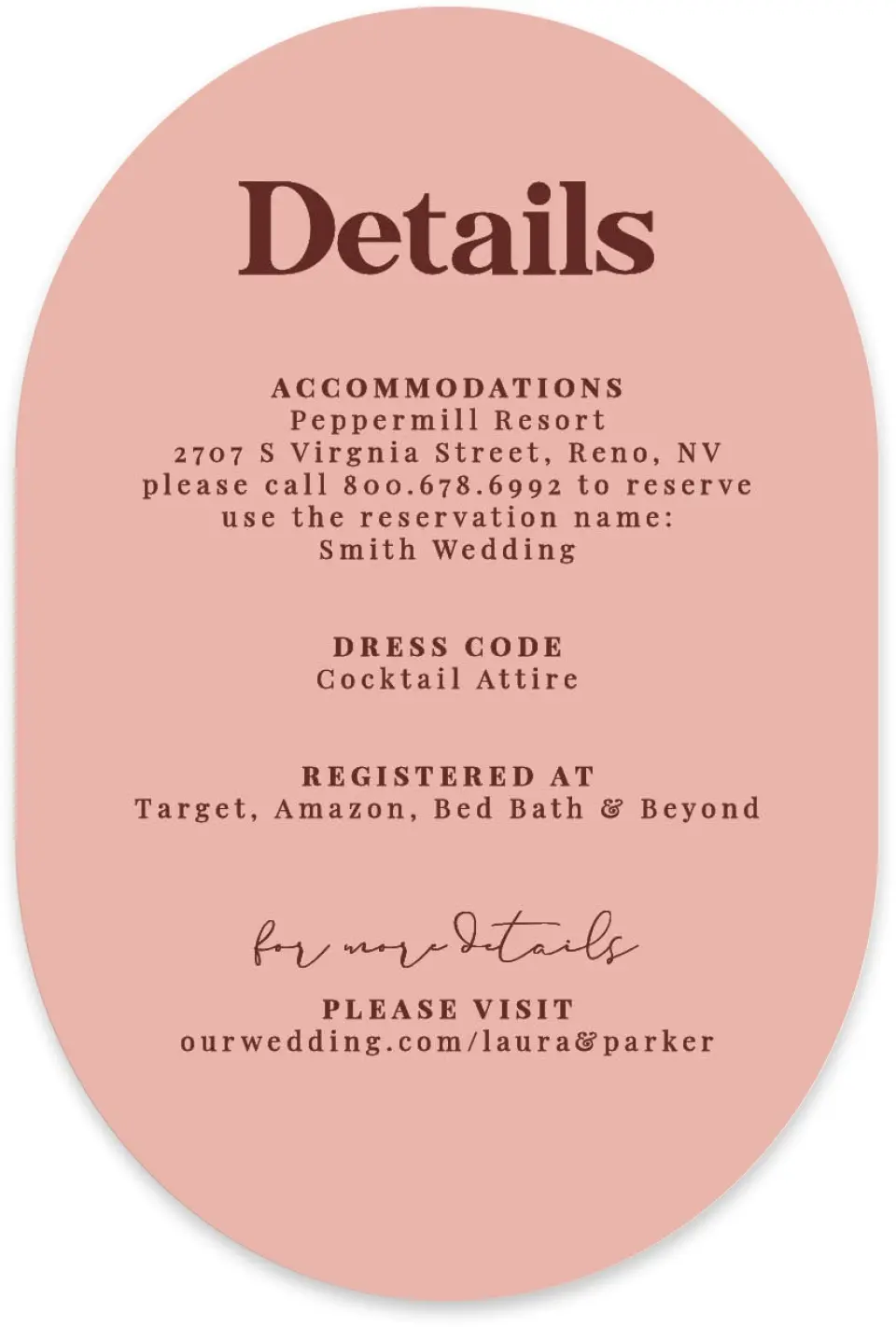 This is a 4" x 6" Wedding Invitation Enclosure Card called The Laura printed in full color with Silver foil on Luxe Satin paper