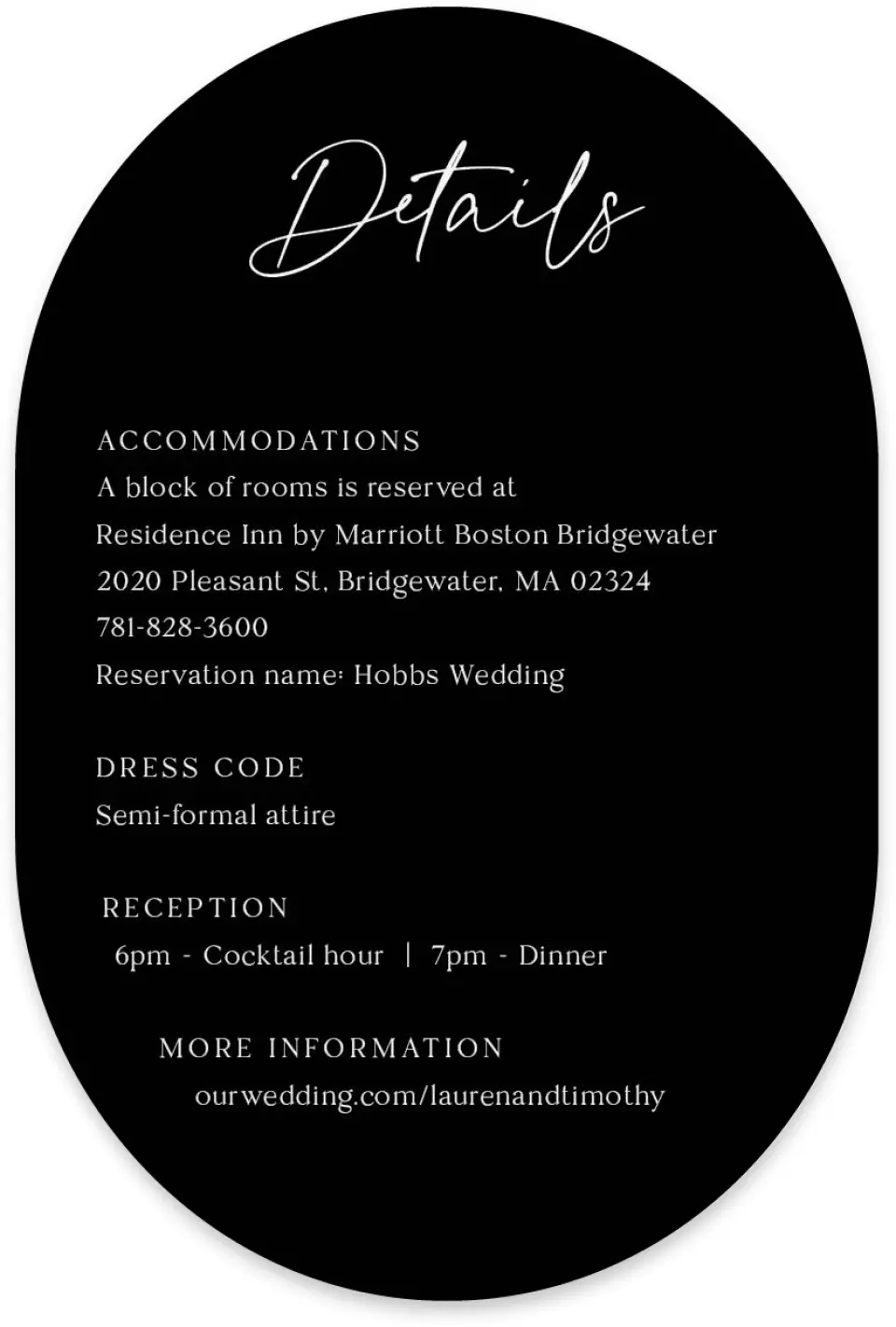This is a 4" x 6" Wedding Invitation Enclosure Card called The Lauren printed in full color with Silver foil on Luxe Satin paper