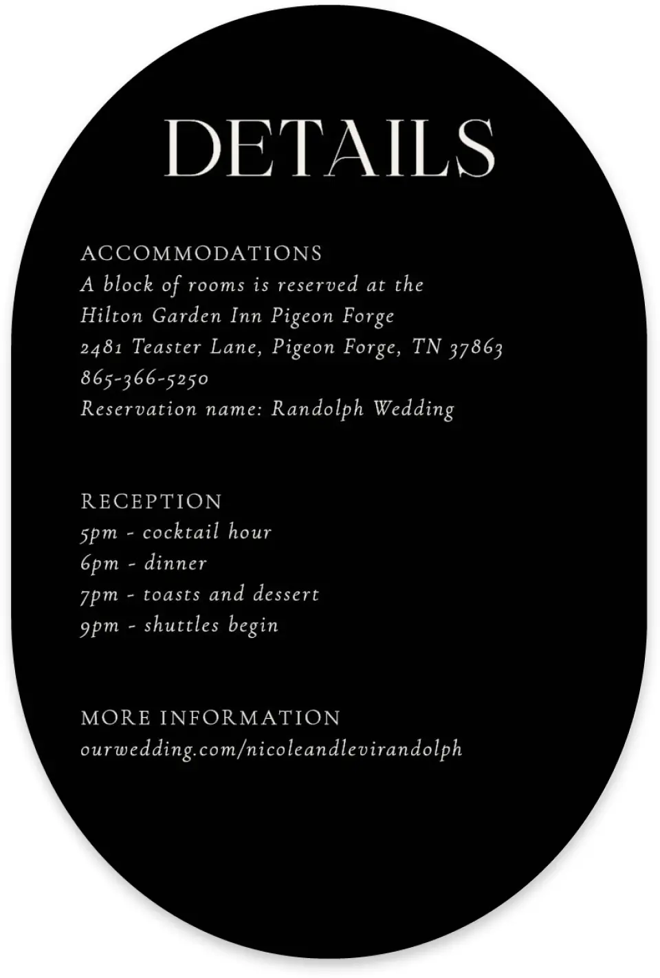 This is a 4" x 6" Wedding Invitation Enclosure Card called The Nicole printed in full color with Silver foil on Luxe Satin paper