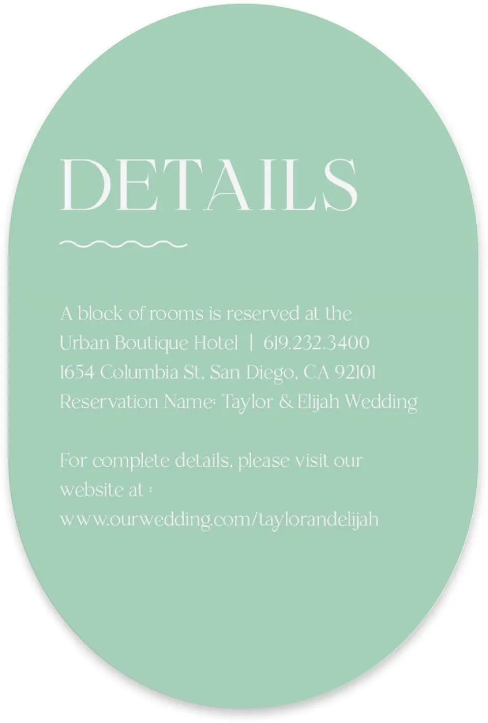 This is a 4" x 6" Wedding Invitation Enclosure Card called The Taylor printed in full color with Silver foil on Luxe Satin paper